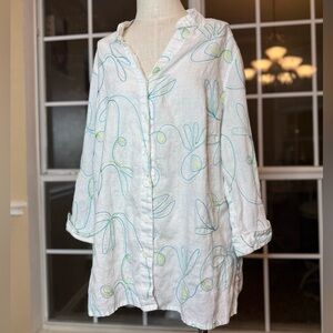Lucy & Laurel Linen Blouse – Women’s 2X | White | 100% Linen